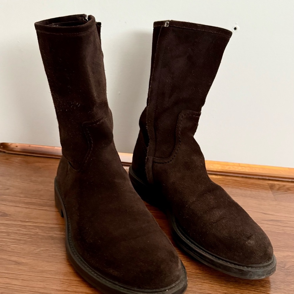 Men's Brown Suede Side Zip Boots